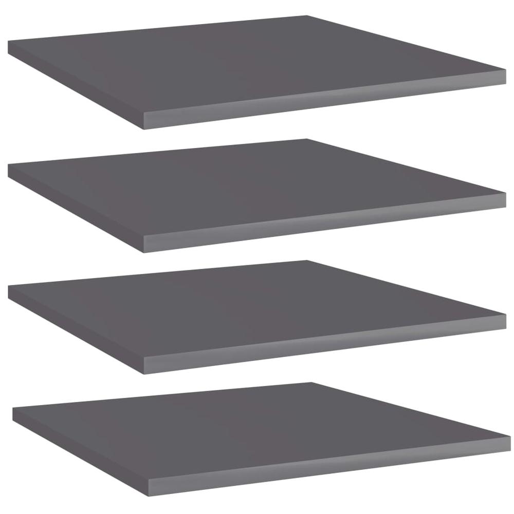 vidaXL Bookshelf Boards 4 pcs High Gloss Gray 15.7"x15.7"x0.6" Chipboard, 805184. Picture 1