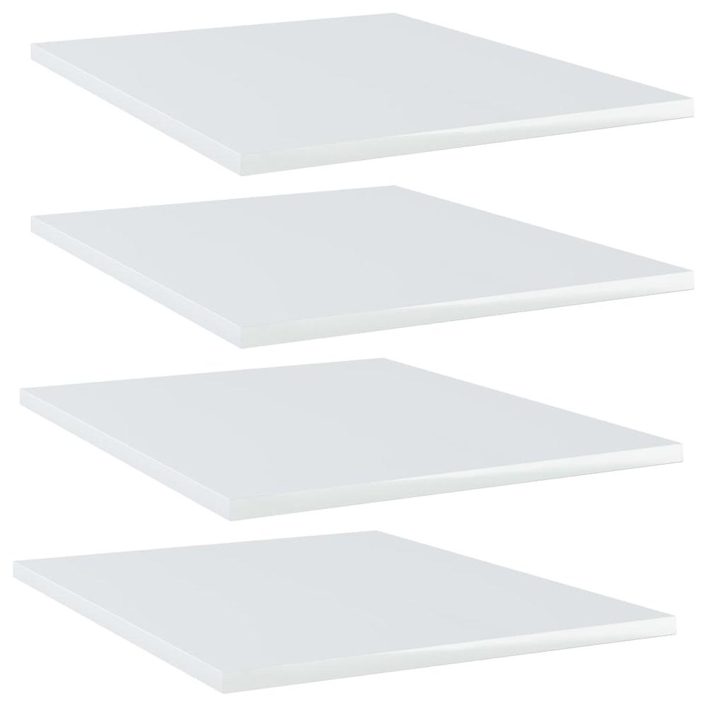 vidaXL Bookshelf Boards 4 pcs High Gloss White 15.7"x19.7"x0.6" Chipboard, 805196. Picture 1