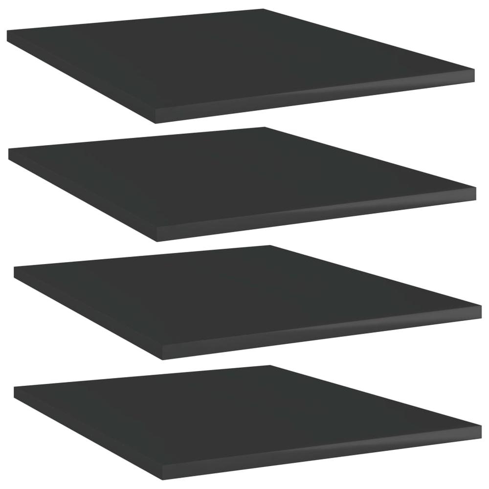 vidaXL Bookshelf Boards 4 pcs High Gloss Black 15.7"x19.7"x0.6" Chipboard, 805198. Picture 1