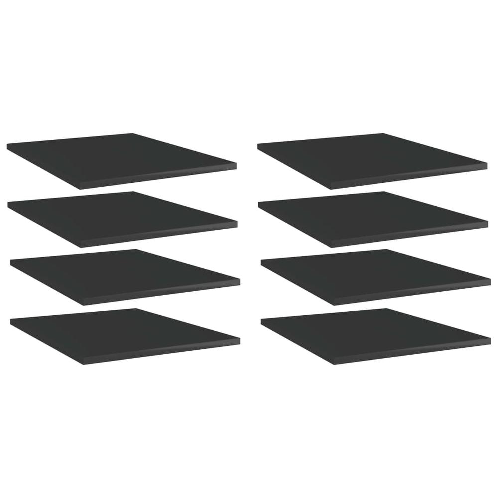 vidaXL Bookshelf Boards 8 pcs High Gloss Black 15.7"x19.7"x0.6" Chipboard, 805199. Picture 1