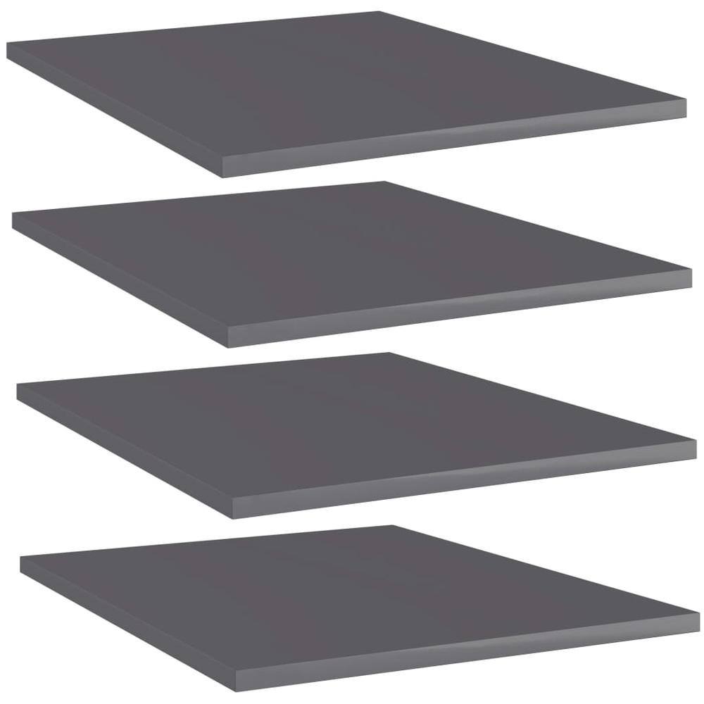 vidaXL Bookshelf Boards 4 pcs High Gloss Gray 15.7"x19.7"x0.6" Chipboard, 805200. Picture 1