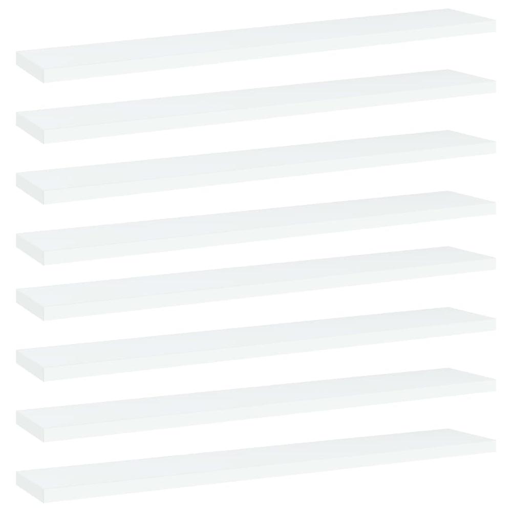 vidaXL Bookshelf Boards 8 pcs White 23.6"x3.9"x0.6" Chipboard, 805203. Picture 1