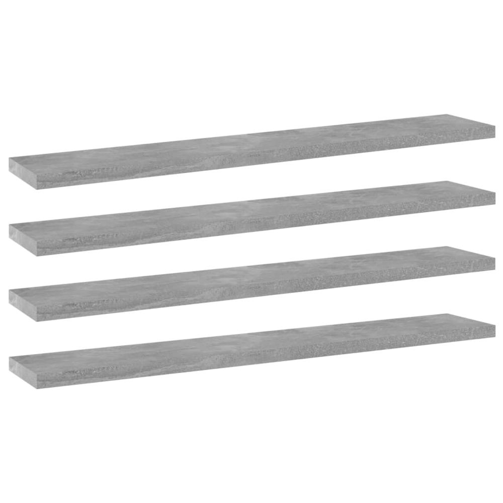 vidaXL Bookshelf Boards 4 pcs Concrete Gray 23.6"x3.9"x0.6" Chipboard, 805210. Picture 1