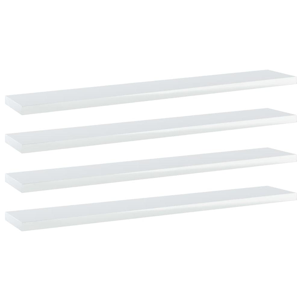 vidaXL Bookshelf Boards 4 pcs High Gloss White 23.6"x3.9"x0.6" Chipboard, 805212. Picture 1