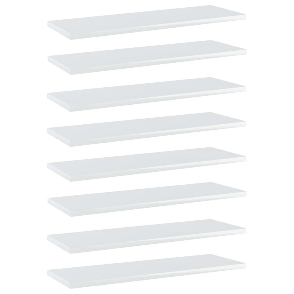 vidaXL Bookshelf Boards 8 pcs High Gloss White 23.6"x7.9"x0.6" Chipboard, 805229. Picture 1