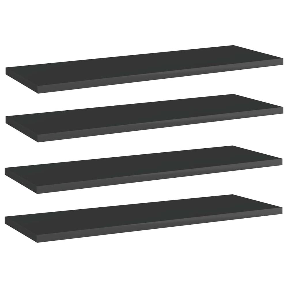 vidaXL Bookshelf Boards 4 pcs High Gloss Black 23.6"x7.9"x0.6" Chipboard, 805230. Picture 1