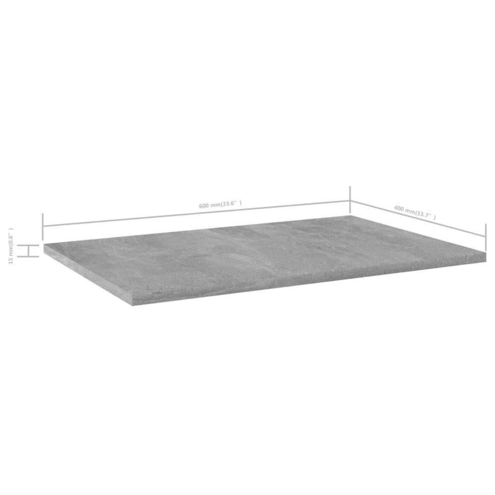 vidaXL Bookshelf Boards 4 pcs Concrete Gray 23.6"x15.7"x0.6" Chipboard, 805258. Picture 5