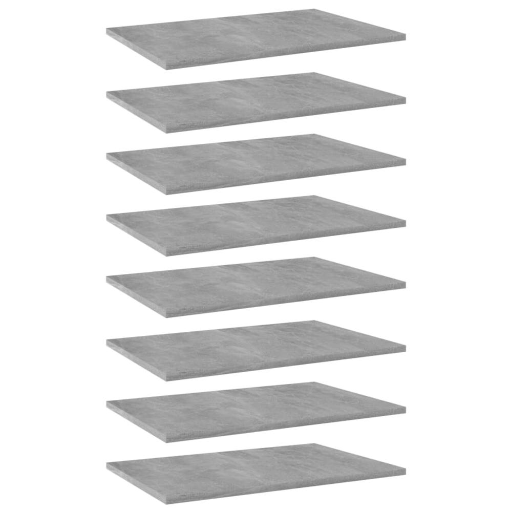 vidaXL Bookshelf Boards 8 pcs Concrete Gray 23.6"x15.7"x0.6" Chipboard, 805259. Picture 1