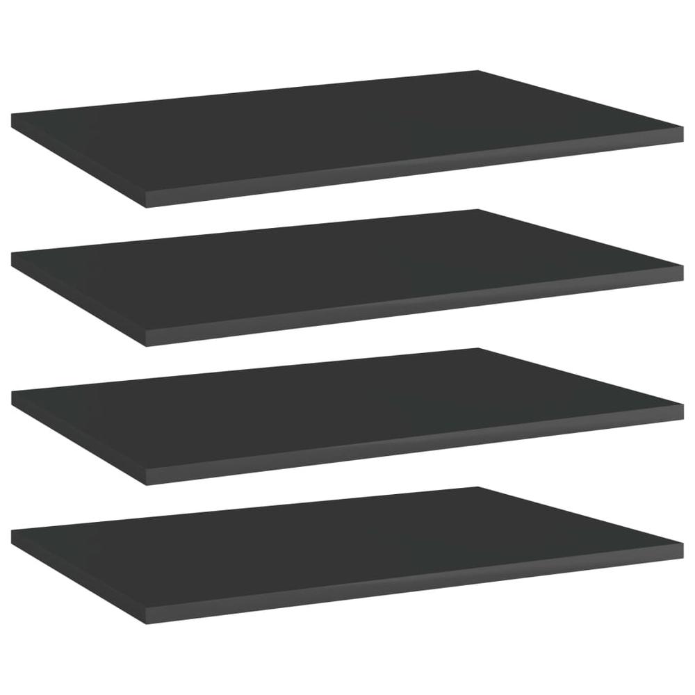 vidaXL Bookshelf Boards 4 pcs High Gloss Black 23.6"x15.7"x0.6" Chipboard, 805262. Picture 1