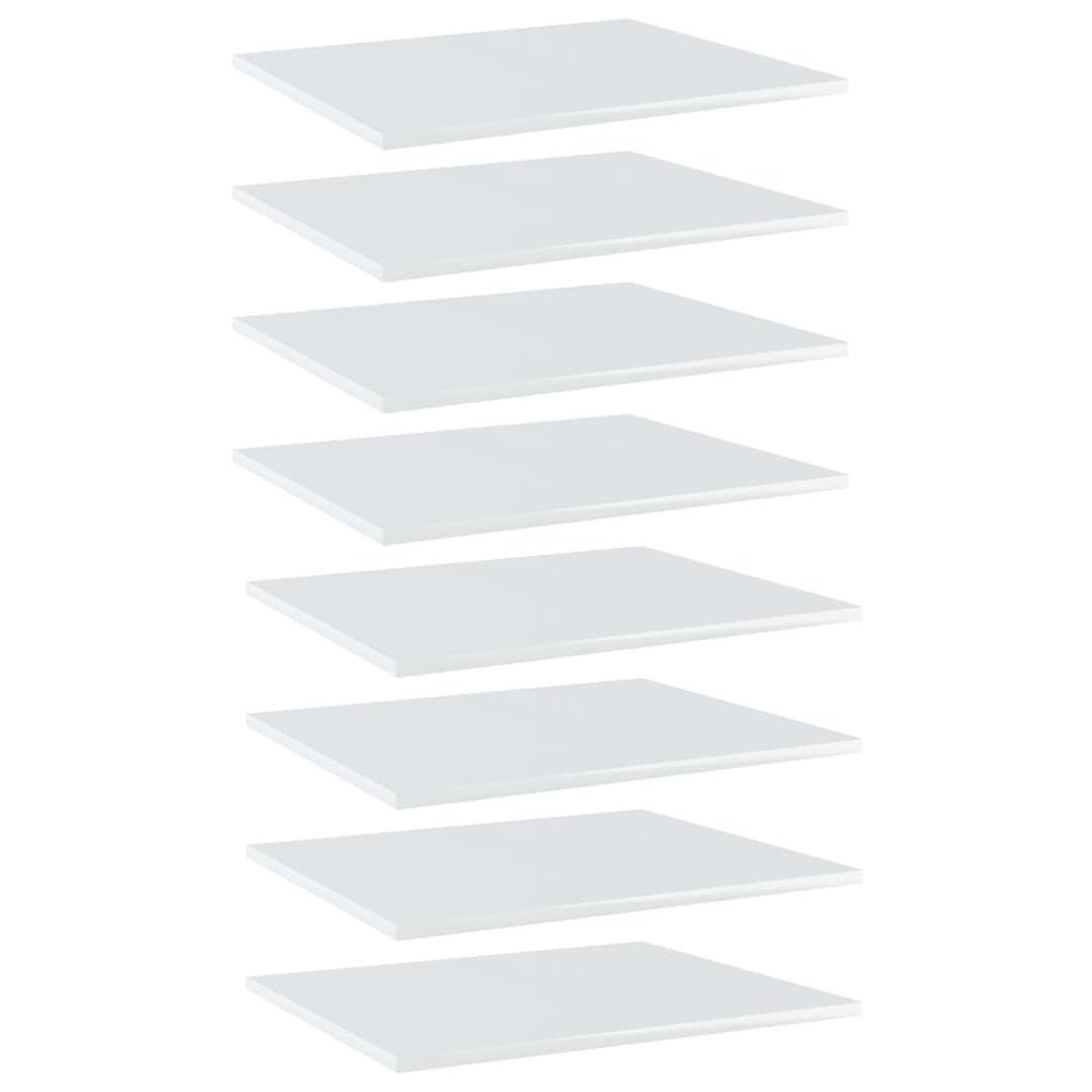 vidaXL Bookshelf Boards 8 pcs High Gloss White 23.6"x19.7"x0.6" Chipboard, 805277. Picture 1
