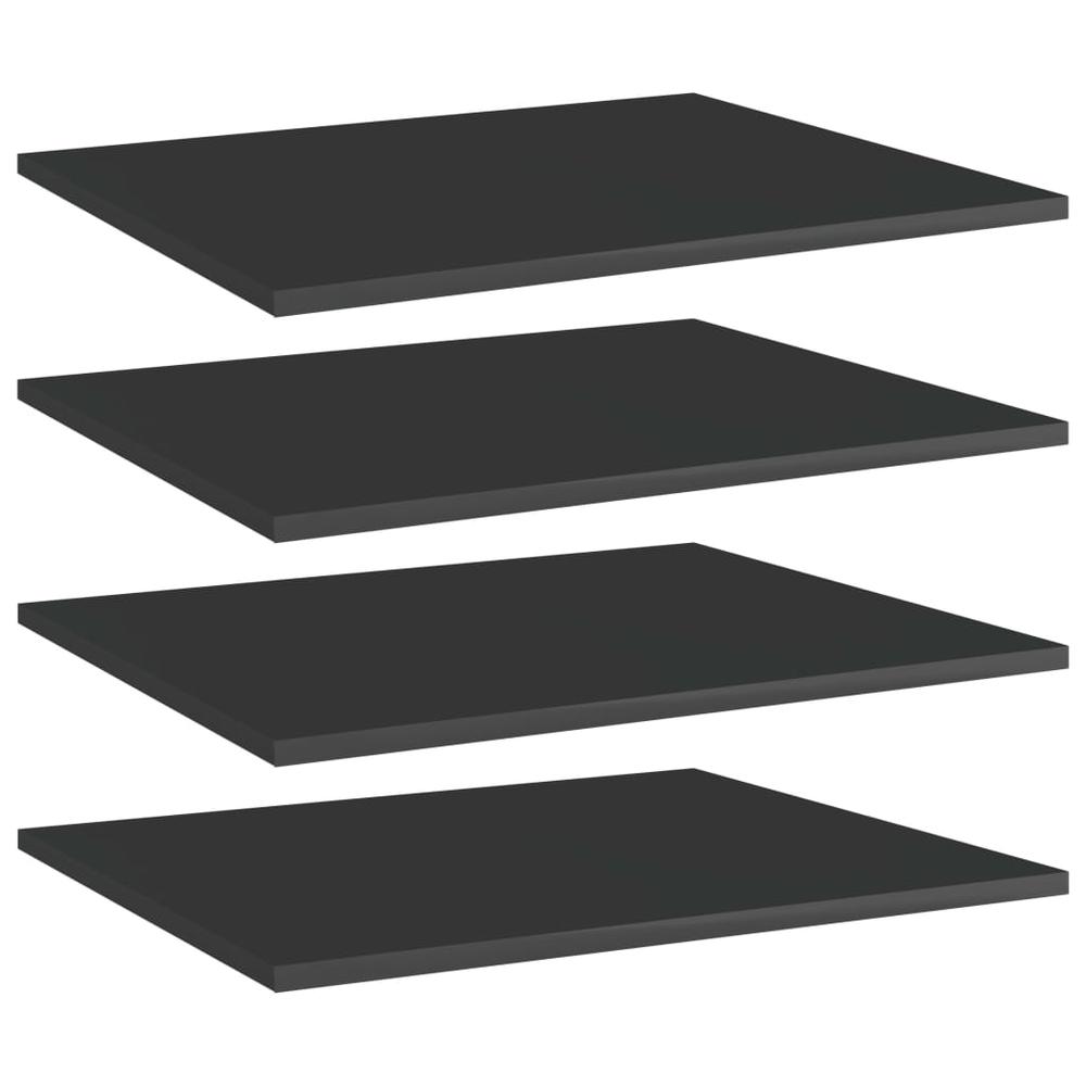 vidaXL Bookshelf Boards 4 pcs High Gloss Black 23.6"x19.7"x0.6" Chipboard, 805278. Picture 1