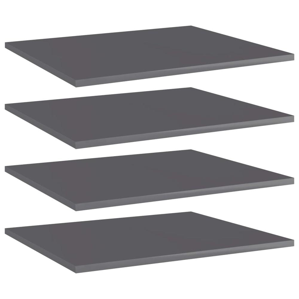 vidaXL Bookshelf Boards 4 pcs High Gloss Gray 23.6"x19.7"x0.6" Chipboard, 805280. Picture 1