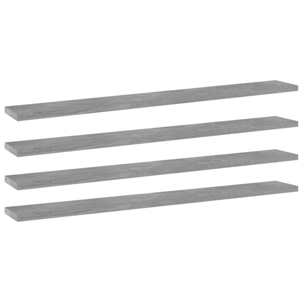 vidaXL Bookshelf Boards 4 pcs Concrete Gray 31.5"x3.9"x0.6" Chipboard, 805290. Picture 1