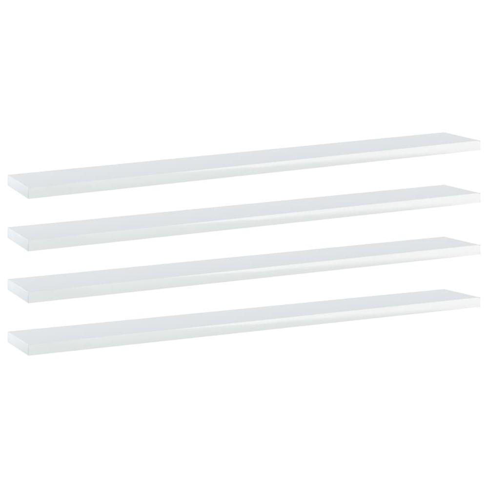 vidaXL Bookshelf Boards 4 pcs High Gloss White 31.5"x3.9"x0.6" Chipboard, 805292. The main picture.