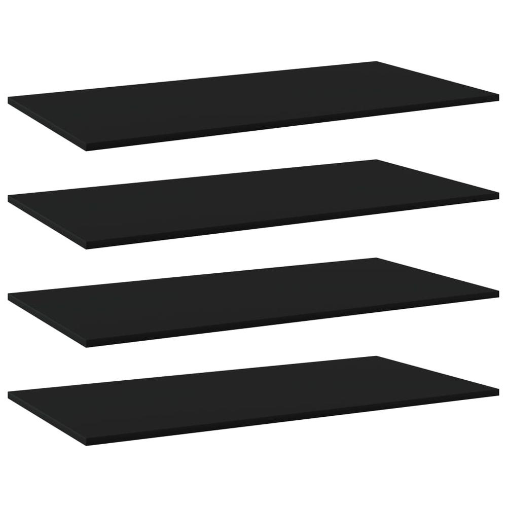 vidaXL Bookshelf Boards 4 pcs Black 31.5"x7.9"x0.6" Chipboard, 805300. Picture 1