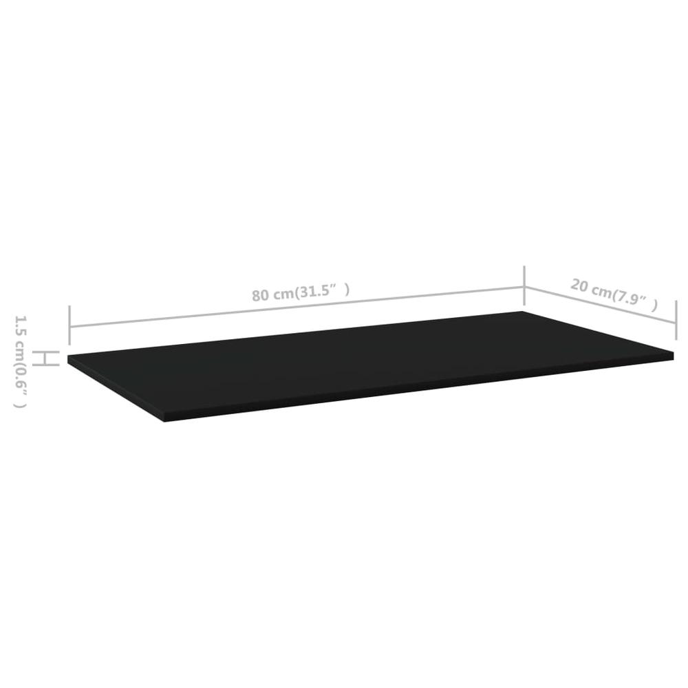 vidaXL Bookshelf Boards 4 pcs Black 31.5"x7.9"x0.6" Chipboard, 805300. Picture 5