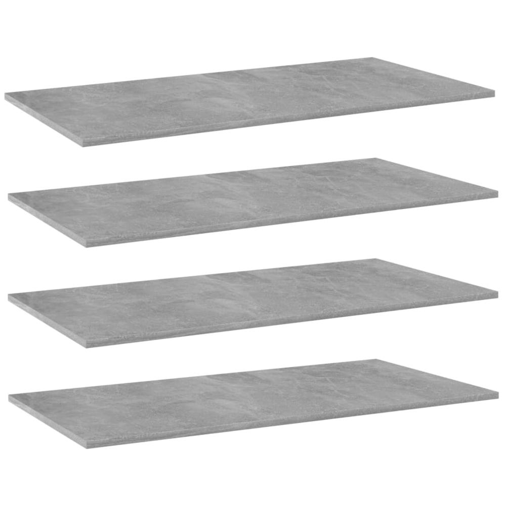 vidaXL Bookshelf Boards 4 pcs Concrete Gray 31.5"x7.9"x0.6" Chipboard, 805306. Picture 1