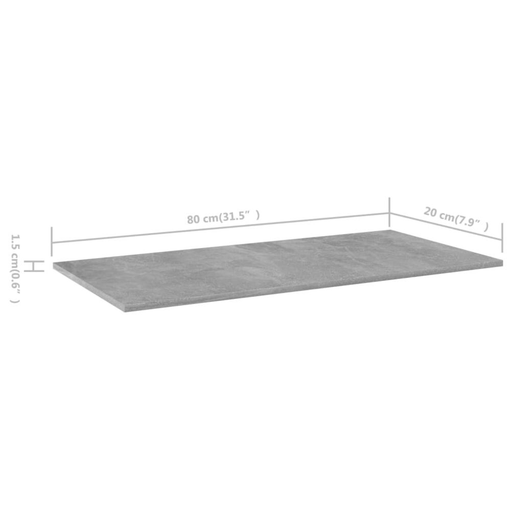 vidaXL Bookshelf Boards 4 pcs Concrete Gray 31.5"x7.9"x0.6" Chipboard, 805306. Picture 5