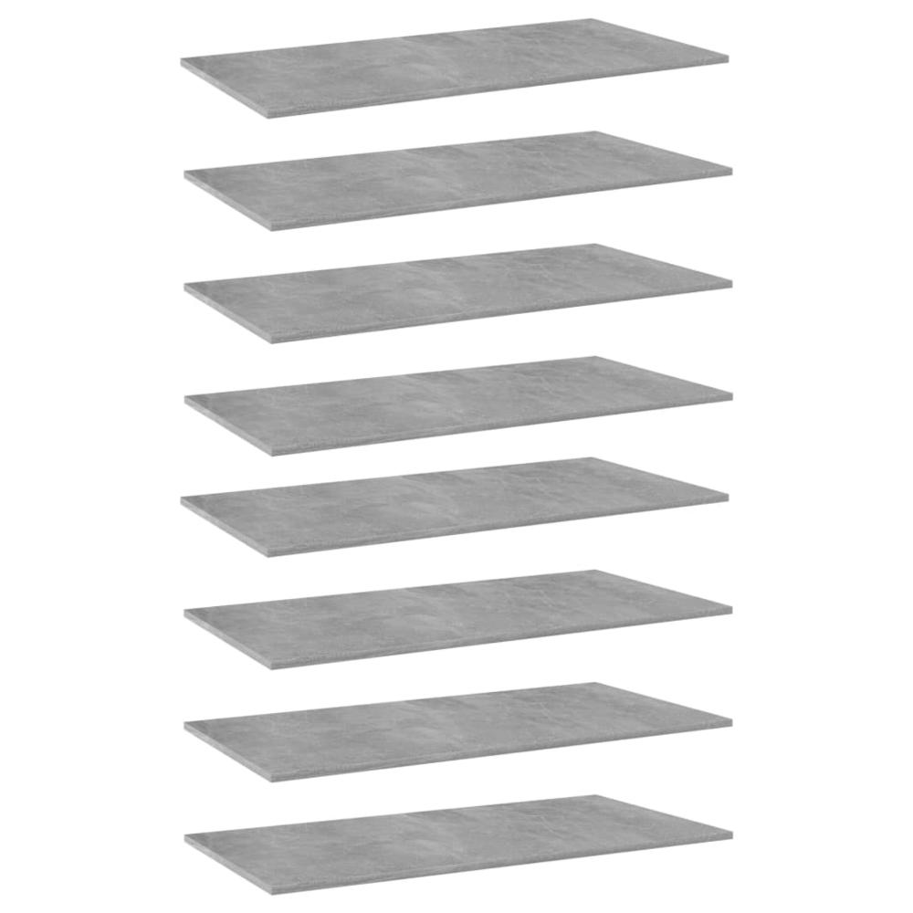 vidaXL Bookshelf Boards 8 pcs Concrete Gray 31.5"x7.9"x0.6" Chipboard, 805307. Picture 1