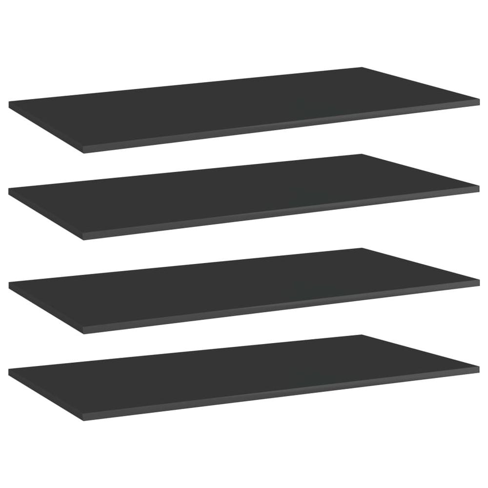 vidaXL Bookshelf Boards 4 pcs High Gloss Black 31.5"x7.9"x0.6" Chipboard, 805310. Picture 1