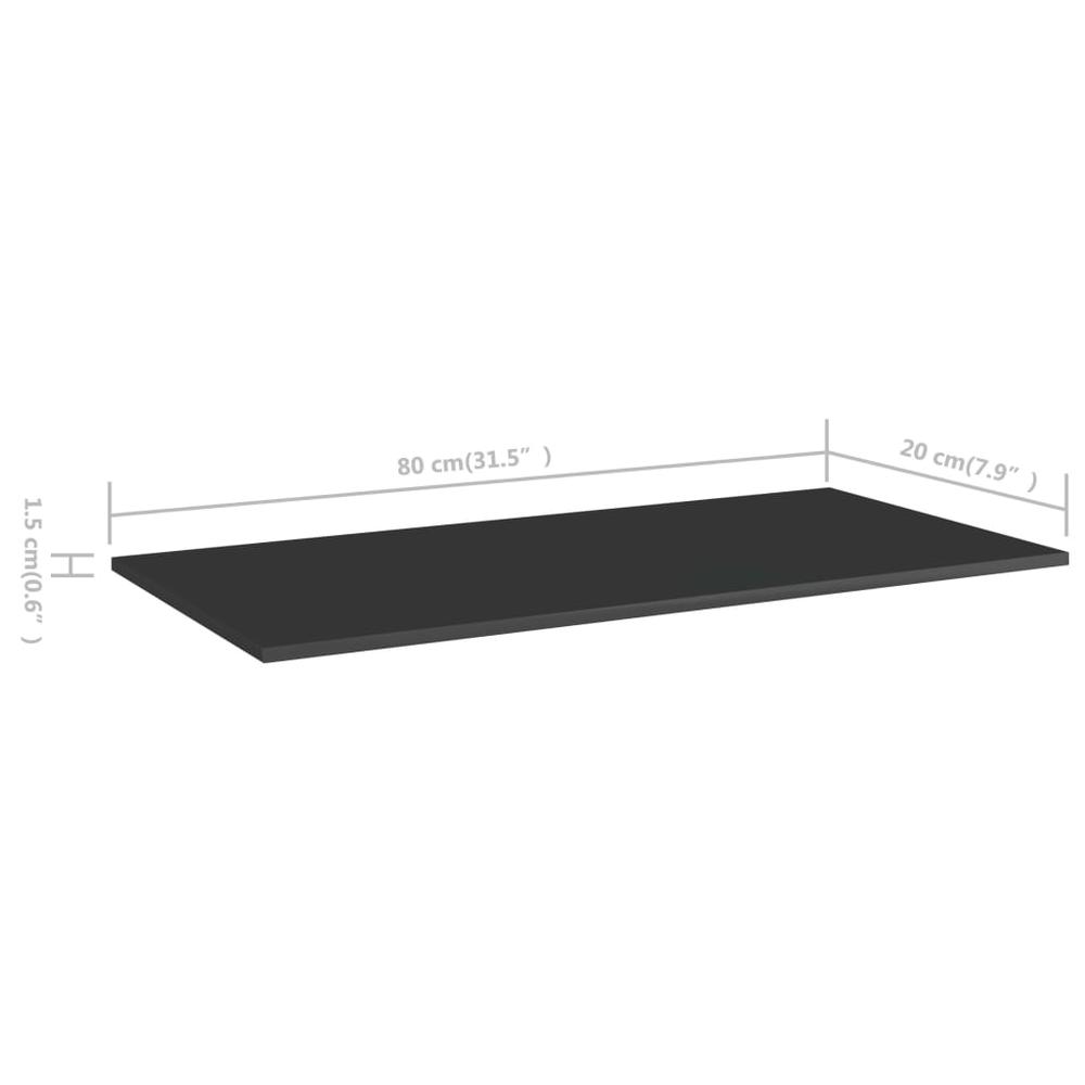 vidaXL Bookshelf Boards 4 pcs High Gloss Black 31.5"x7.9"x0.6" Chipboard, 805310. Picture 5