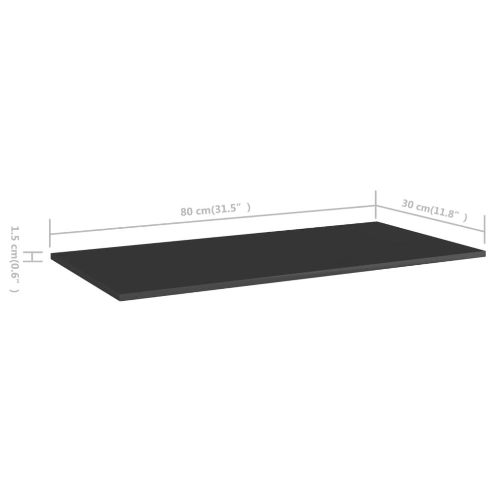 vidaXL Bookshelf Boards 4 pcs High Gloss Black 31.5"x11.8"x0.6" Chipboard, 805326. Picture 5
