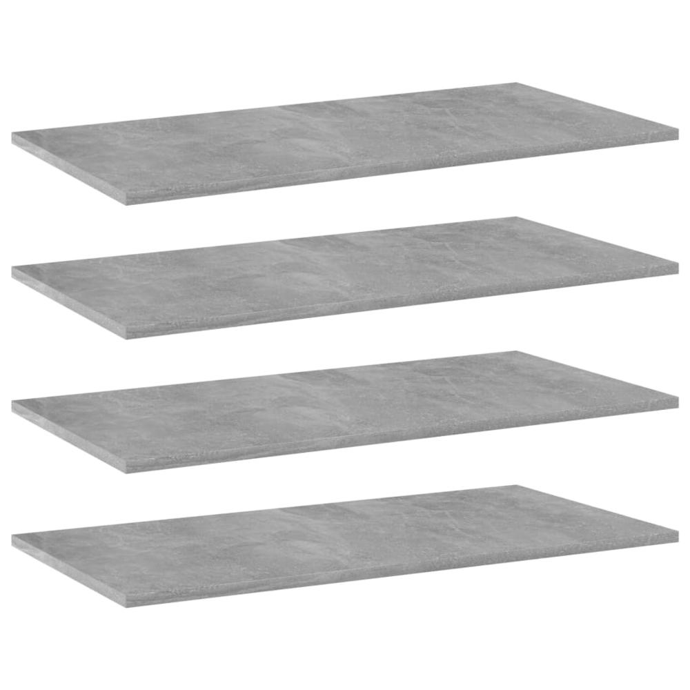 vidaXL Bookshelf Boards 4 pcs Concrete Gray 31.5"x15.7"x0.6" Chipboard, 805338. Picture 1