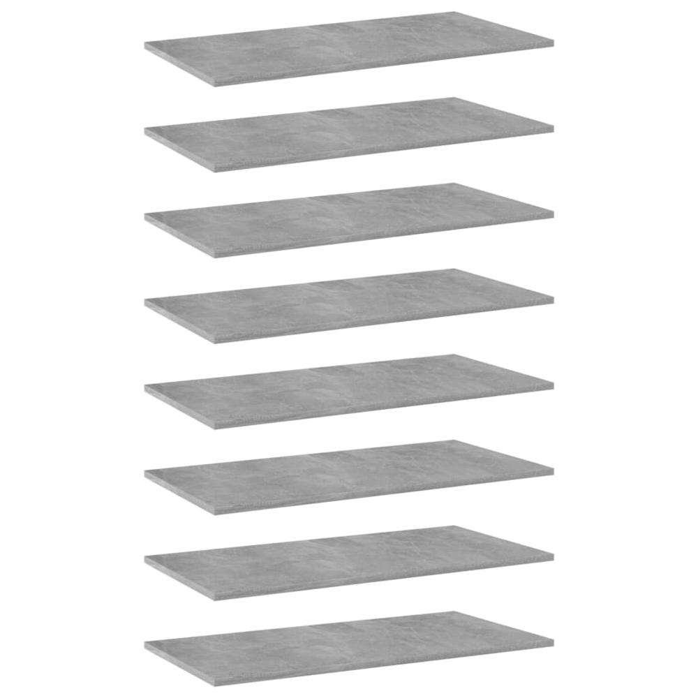 vidaXL Bookshelf Boards 8 pcs Concrete Gray 31.5"x15.7"x0.6" Chipboard, 805339. Picture 1