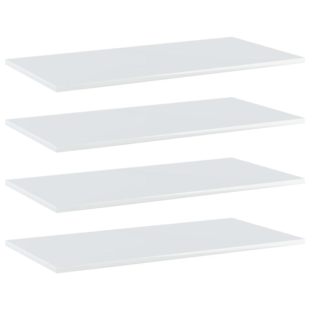 vidaXL Bookshelf Boards 4 pcs High Gloss White 31.5"x15.7"x0.6" Chipboard, 805340. Picture 1