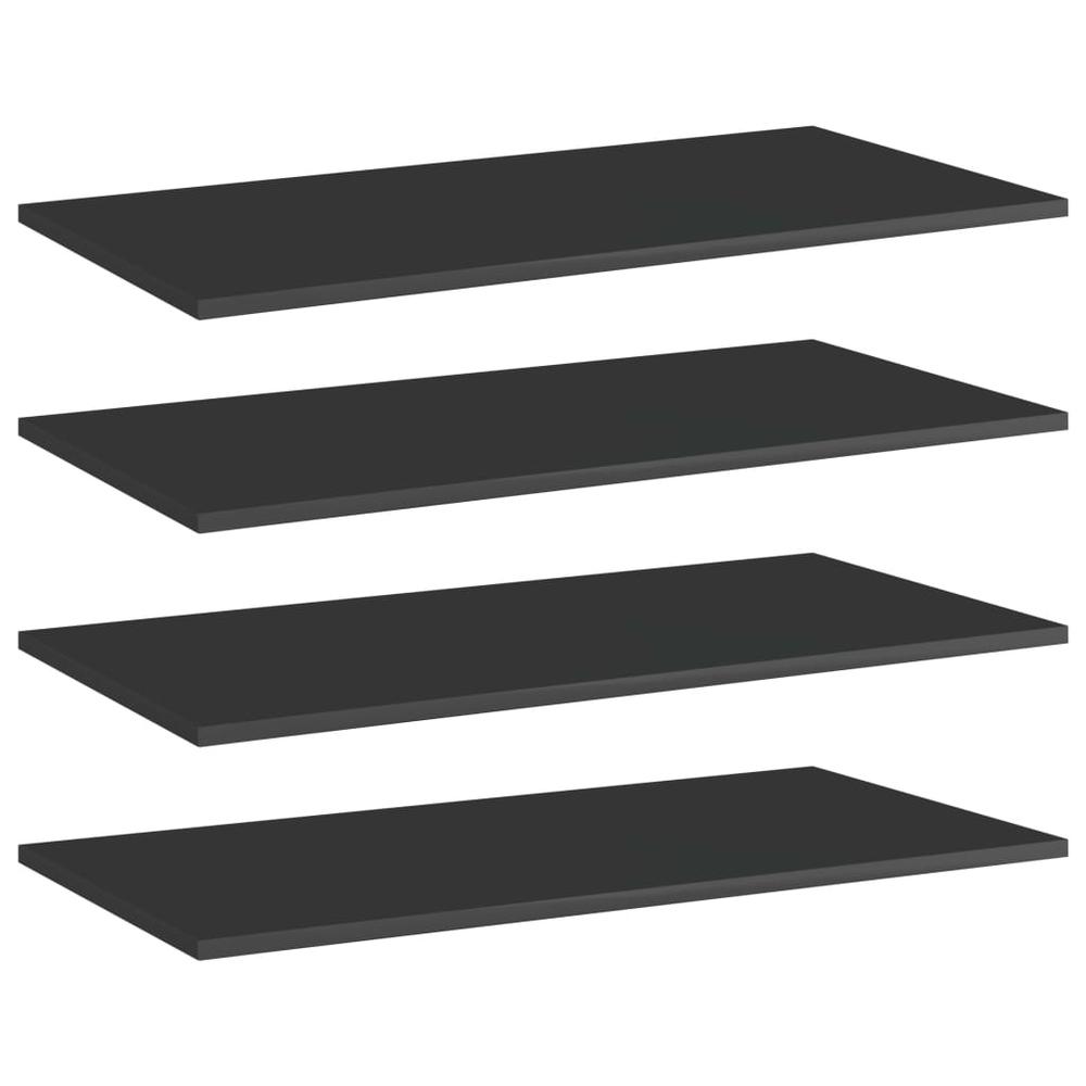 vidaXL Bookshelf Boards 4 pcs High Gloss Black 31.5"x15.7"x0.6" Chipboard, 805342. Picture 1