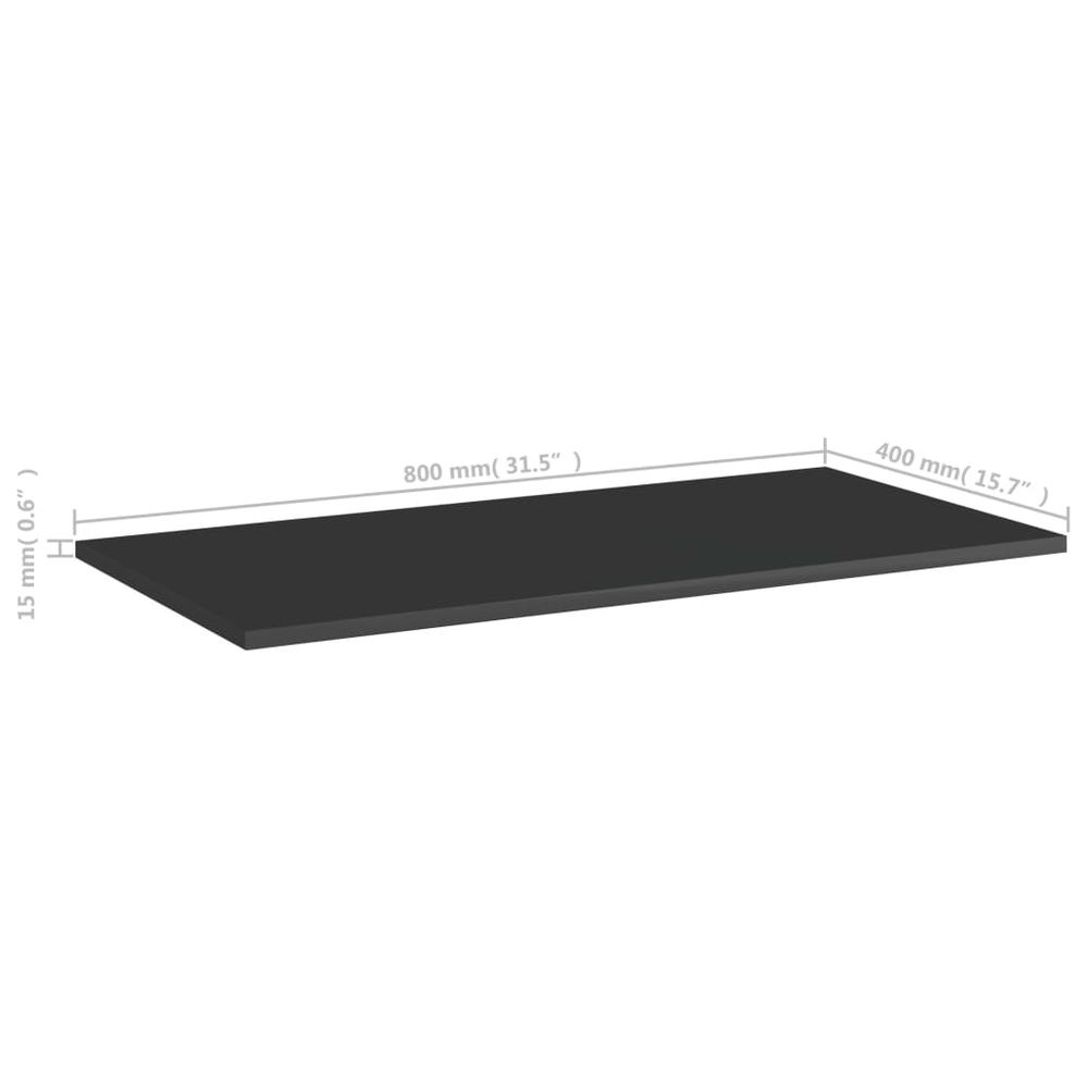 vidaXL Bookshelf Boards 4 pcs High Gloss Black 31.5"x15.7"x0.6" Chipboard, 805342. Picture 5