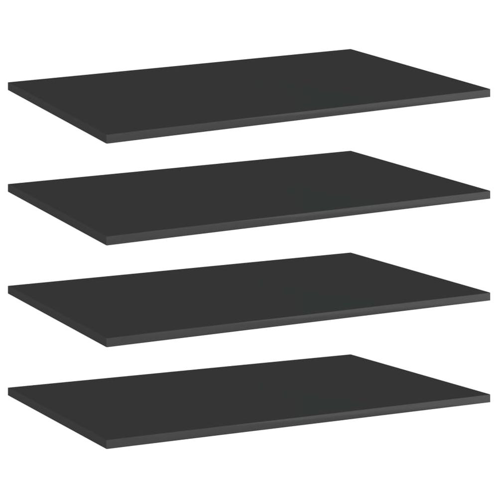 vidaXL Bookshelf Boards 4 pcs High Gloss Black 31.5"x19.7"x0.6" Chipboard, 805358. Picture 1