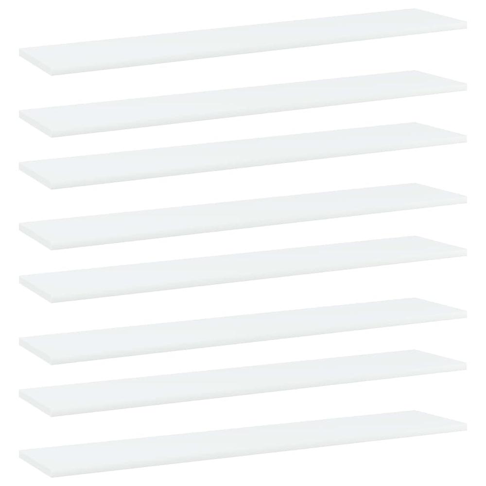 vidaXL Bookshelf Boards 8 pcs White 39.4"x7.9"x0.6" Chipboard, 805379. Picture 1