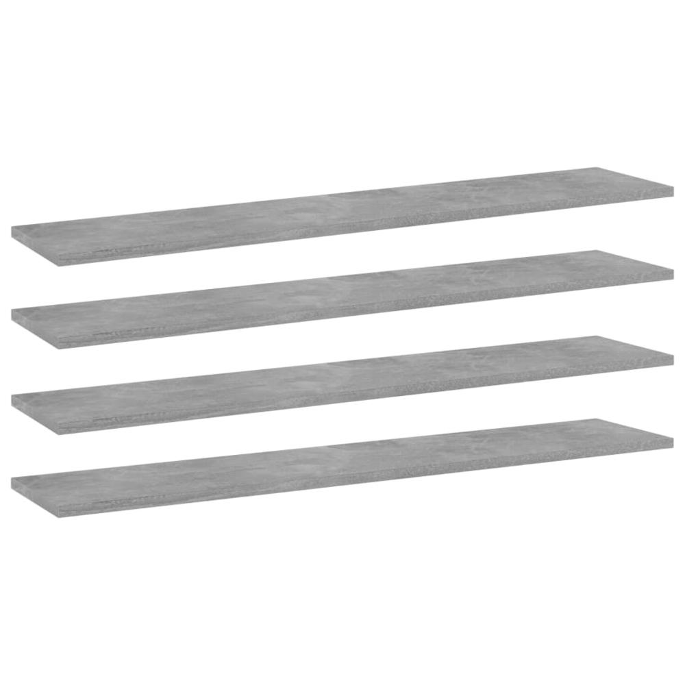 vidaXL Bookshelf Boards 4 pcs Concrete Gray 39.4"x7.9"x0.6" Chipboard, 805386. Picture 1