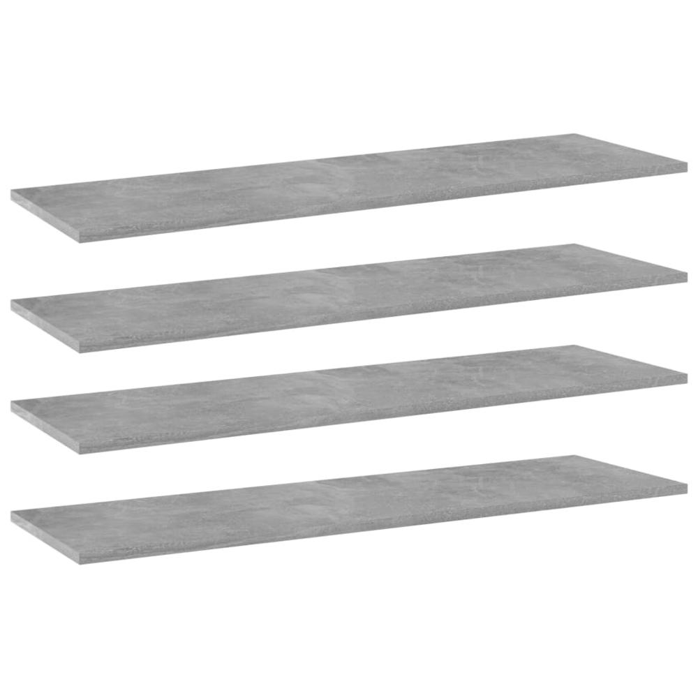 vidaXL Bookshelf Boards 4 pcs Concrete Gray 39.4"x11.8"x0.6" Chipboard, 805402. Picture 1