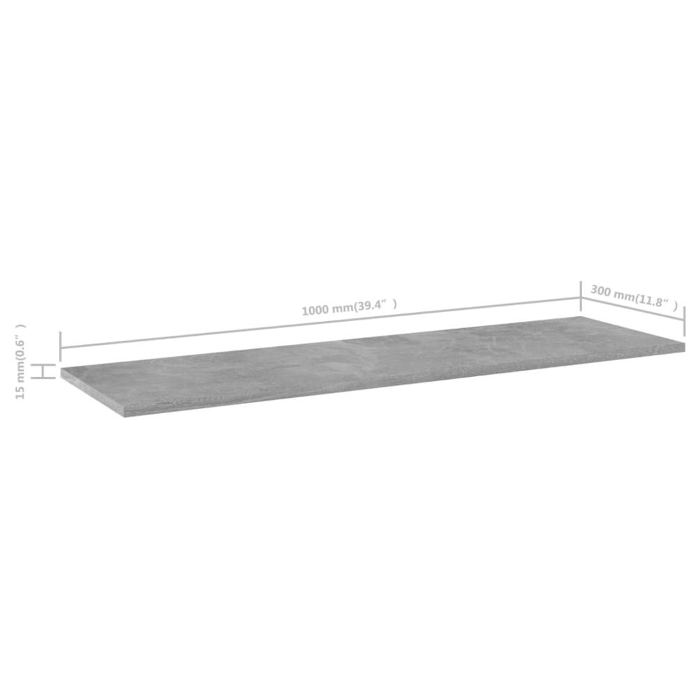 vidaXL Bookshelf Boards 4 pcs Concrete Gray 39.4"x11.8"x0.6" Chipboard, 805402. Picture 5