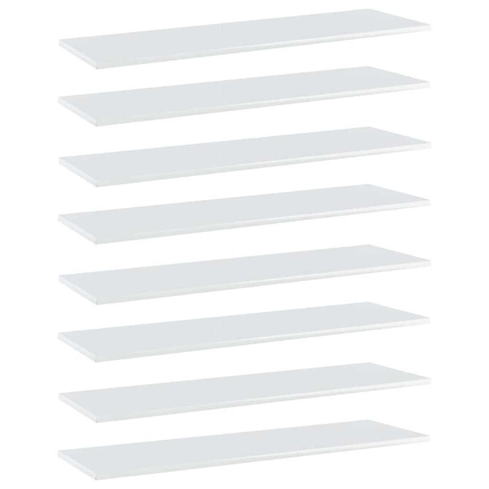 vidaXL Bookshelf Boards 8 pcs High Gloss White 39.4"x11.8"x0.6" Chipboard, 805405. Picture 1