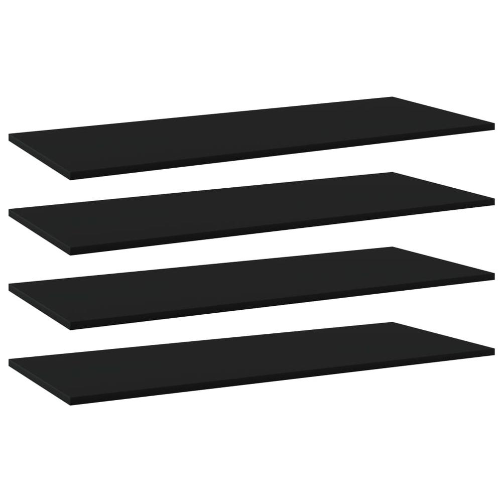 vidaXL Bookshelf Boards 4 pcs Black 39.4"x15.7"x0.6" Chipboard, 805411. Picture 1