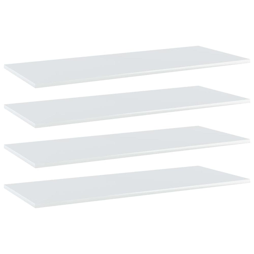 vidaXL Bookshelf Boards 4 pcs High Gloss White 39.4"x15.7"x0.6" Chipboard, 805415. Picture 1