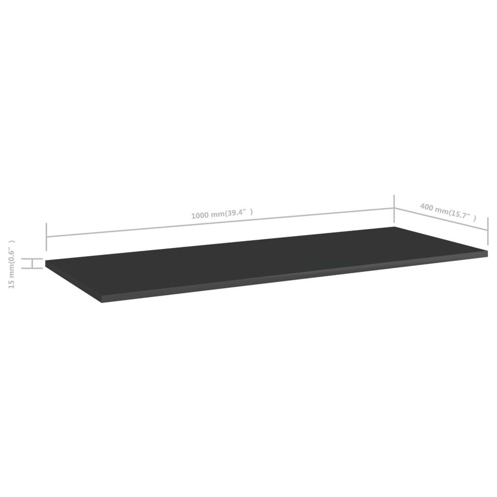 vidaXL Bookshelf Boards 4 pcs High Gloss Black 39.4"x15.7"x0.6" Chipboard, 805416. Picture 5