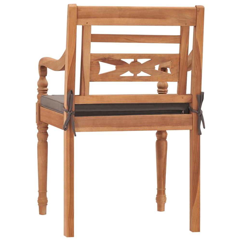 vidaXL Batavia Chairs 2 pcs with Dark Gray Cushions Solid Teak Wood. Picture 5
