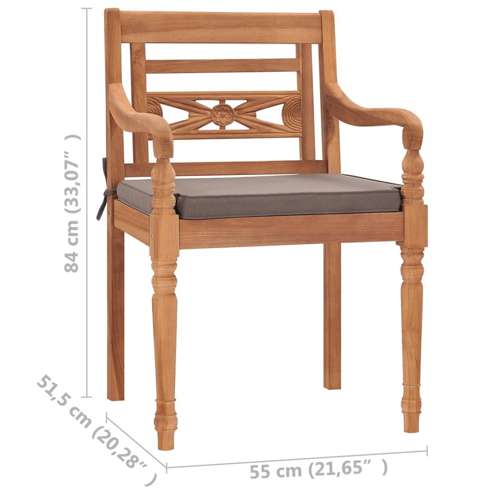 vidaXL Batavia Chairs 2 pcs with Dark Gray Cushions Solid Teak Wood. Picture 8
