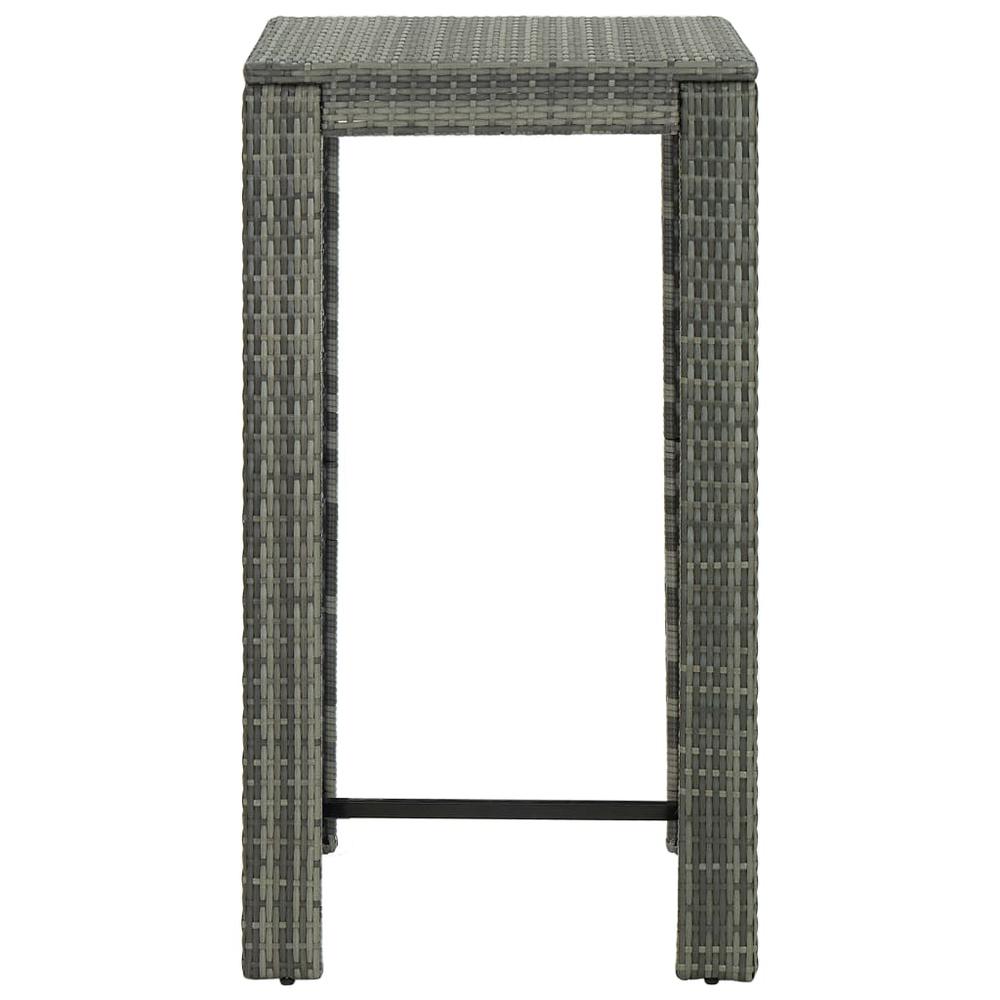 vidaXL 3 Piece Outdoor Bar Set with Cushions Poly Rattan Gray 4793. Picture 8