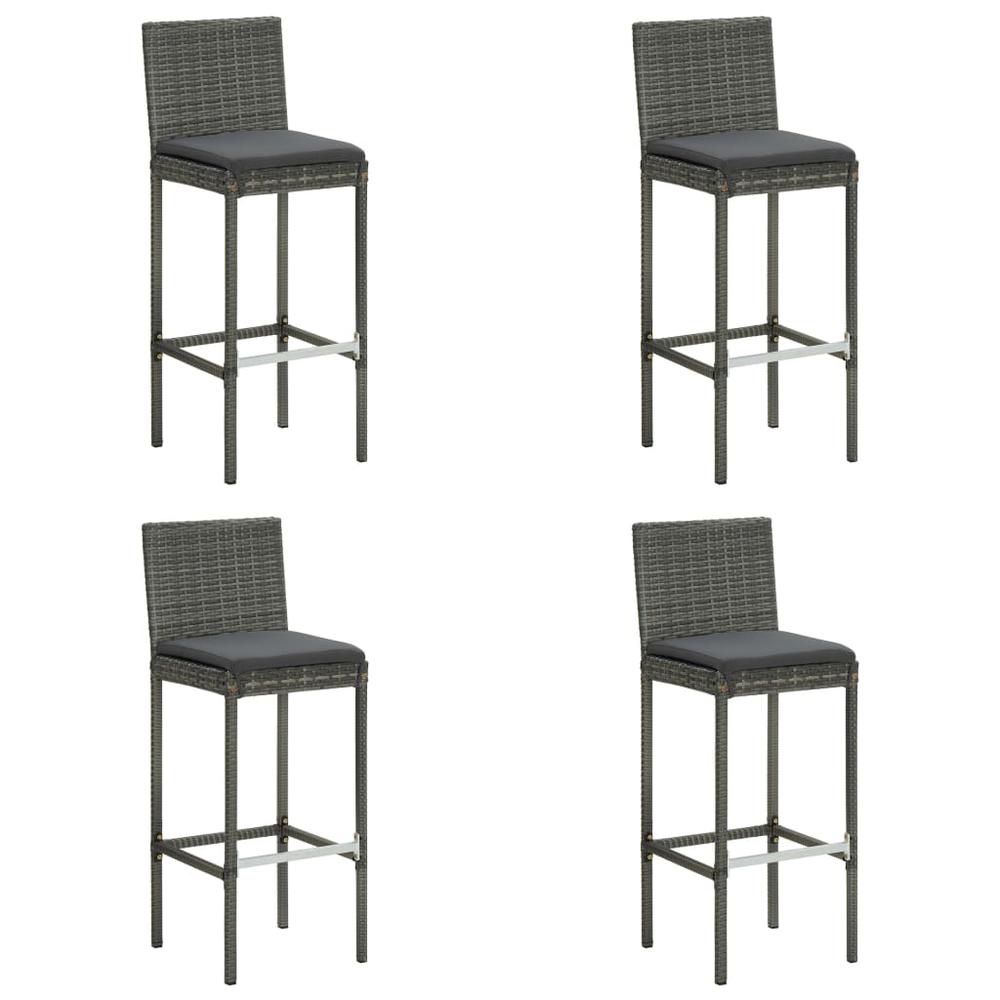vidaXL 5 Piece Outdoor Bar Set with Cushions Poly Rattan Gray 4795. Picture 2