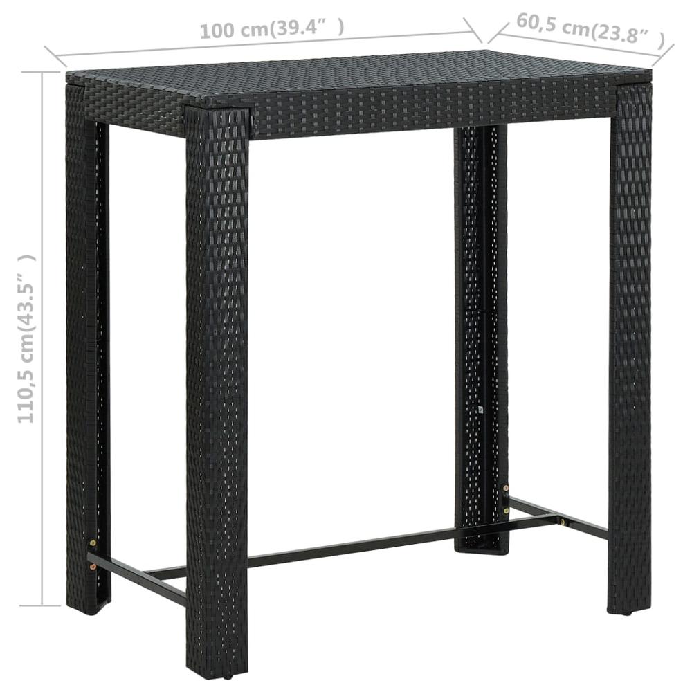vidaXL 7 Piece Outdoor Bar Set with Cushions Poly Rattan Black 4798. Picture 12