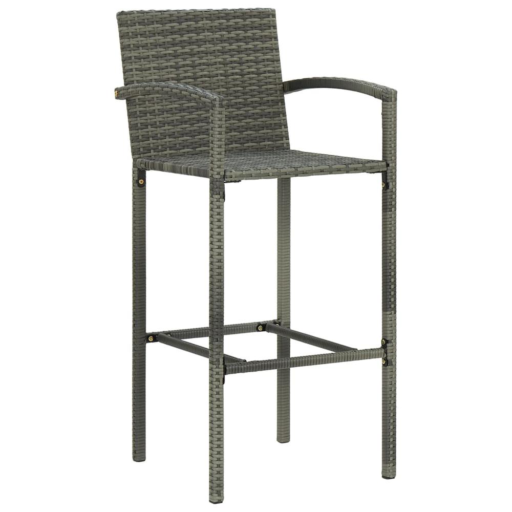 vidaXL 3 Piece Outdoor Bar Set with Armrest Poly Rattan Gray 4806. Picture 3