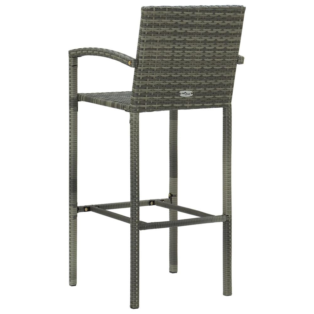 5 Piece Patio Bar Set with Armrest Poly Rattan Gray. Picture 6