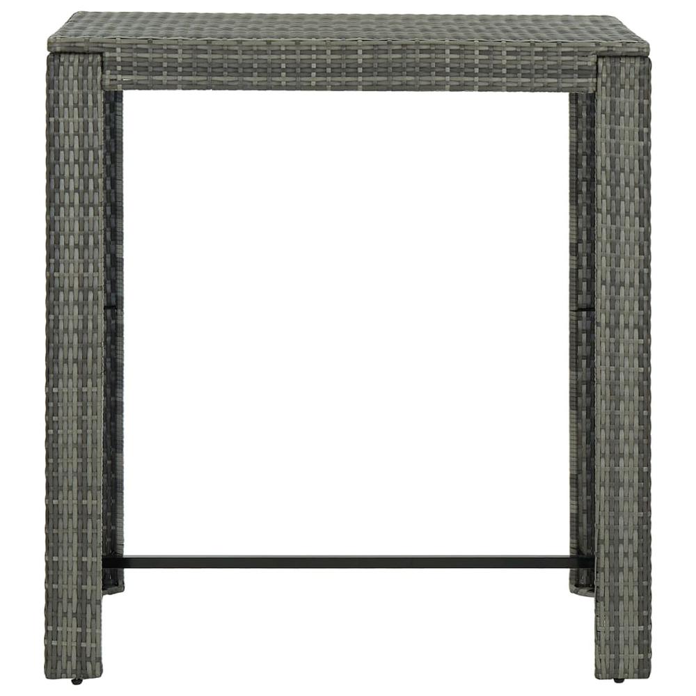 5 Piece Patio Bar Set with Armrest Poly Rattan Gray. Picture 9