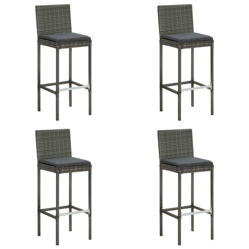 vidaXL 5 Piece Patio Bar Set with Cushions Poly Rattan Gray, 3064831. Picture 6