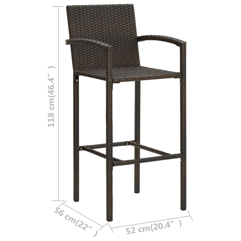 3 Piece Patio Bar Set Poly Rattan Brown. Picture 11